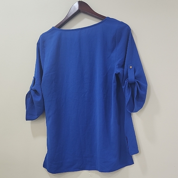 Sis.Sis Royal Blue Boxy 3/4 Sleeve Blouse - Picture 8 of 9